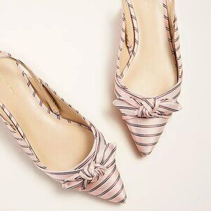 Ann Taylor Hermione Striped Bow Slingback Flats in Luminous Blush